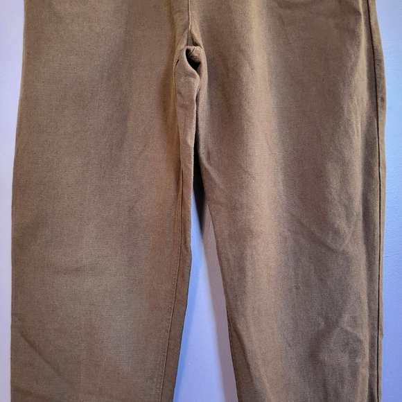Talbots Petites Vintage Brown Irish Linen Cotton Blend High Rise Tapered Pants - Picture 3 of 14